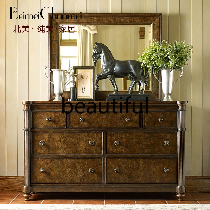 

Dressing cabinet American country retro solid wood seven-chest cabinet household living room bedroom storage cabinet