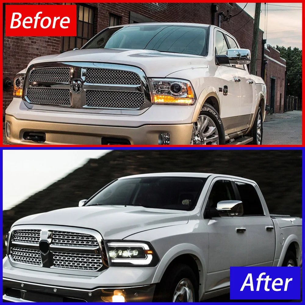 Car Front Lamps For Dodge RAM 1500 2009-2018 LED Auto Headlights Assembly Upgrade Dynamic DRL 2 Projector Lens Tools Accessories