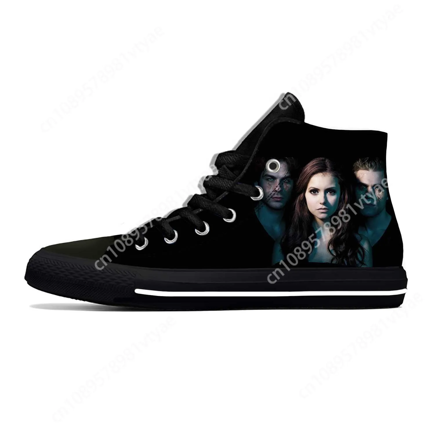 Anime Cartoon The Vampire Diaries Damon Salvatore Casual Cloth Shoes High Top Lightweight Breathable 3D Print Men Women Sneakers