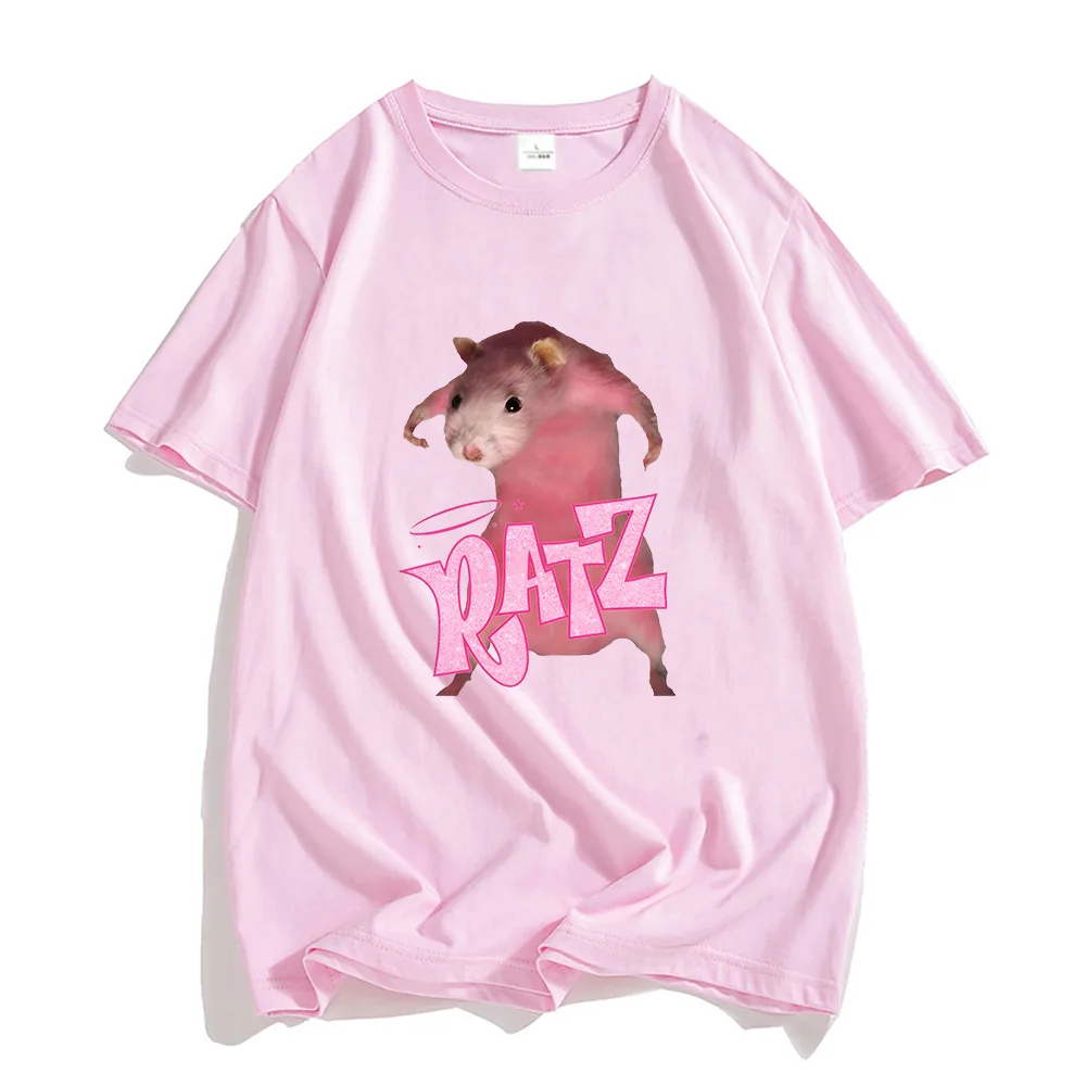 Ratz Pink Mouse Cartoon T-shirt 100% Cotton Short Sleeve Mens Tee-shirt Casual Kawaii Summer O-neck Tshirt Cute Male Soft Shirts