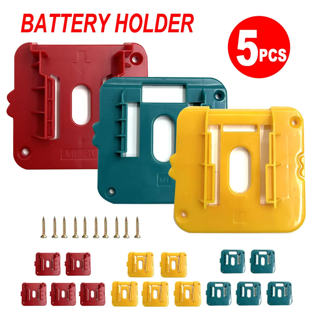 

5 упаковок, держатель для хранения аккумуляторов, крепление для Dewalt/Makita/Milwaukee, 14,4 В, 18 В, настенное крепление для литий-ионного аккумулятора, кронштейн для крепления инструмента