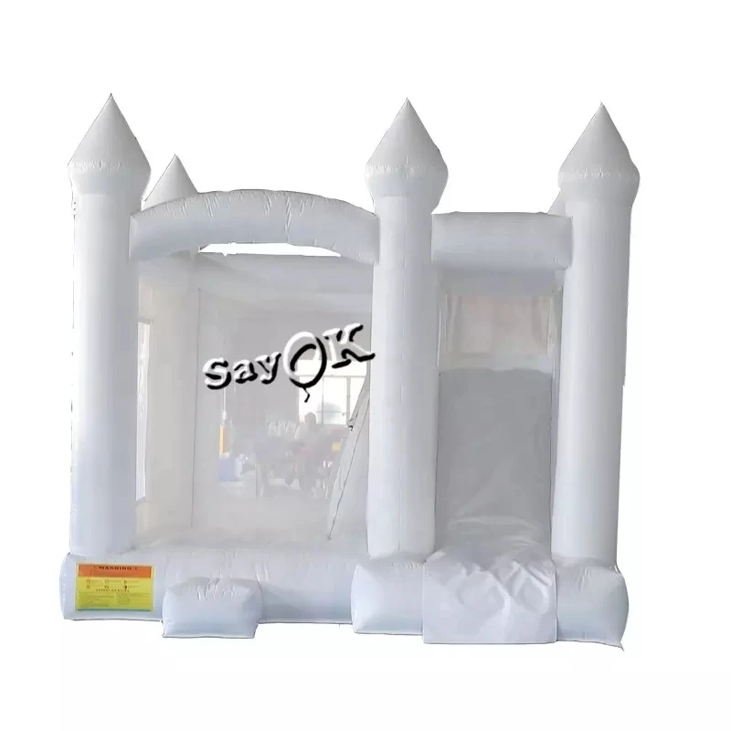 

SAYOK 5m/16.4ft Commercial Inflatable White Bounce House Slide Giant Wedding Bouncy Castle Jumper with Air Blower for Party