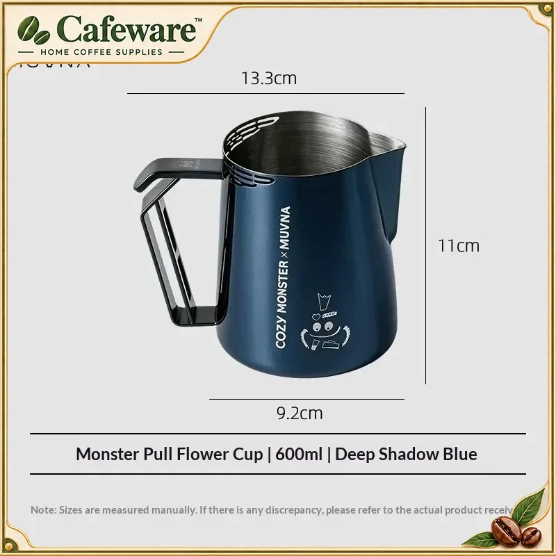 Muvna Cozy Monster Stainless Steel Milk Frothing Cup Colorful Titanium Plated Coffee Latte Art Pitcher For Home Bar Coffee Lover