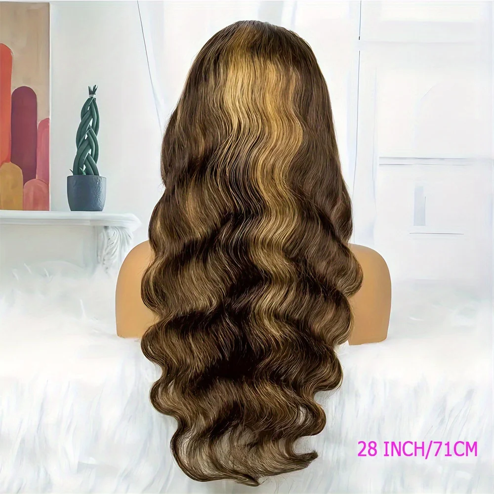 باروكة من شعر طبيعي أشقر عسلي 100% شعر بشري حقيقي أومبير تسليط الضوء على شعر مستعار أشقر عسلي-بدون صمغ قبل قطع مسبقًا 13x4 HD دانتيل #3