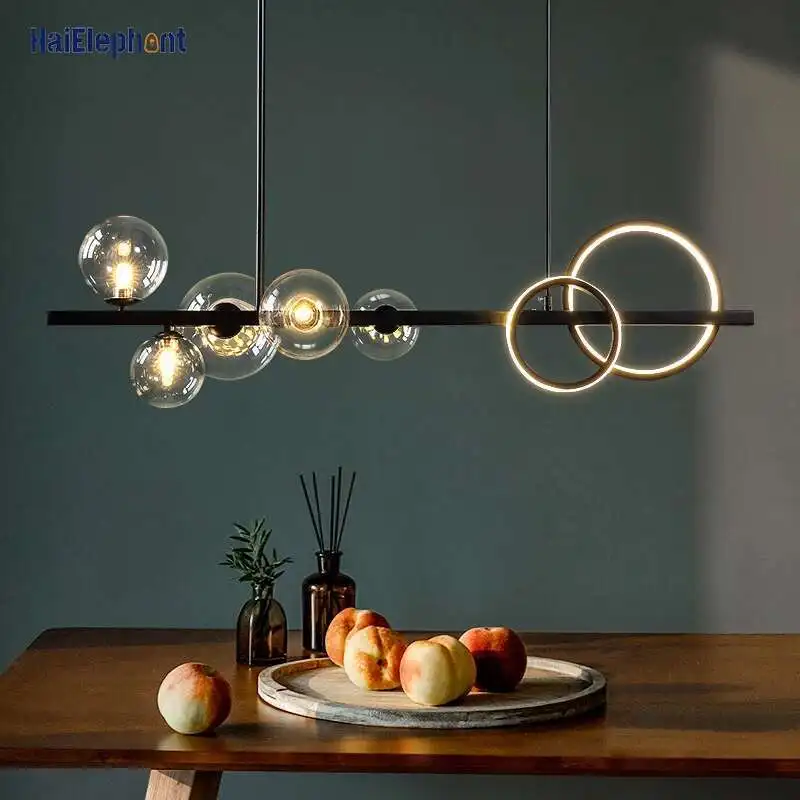 

Nordic LED Glass Dome Pendant Lights Modern Dining Room Hanging Lamps Kitchen Bar Creative Home Decor Hanging Lighting G9 Bulbs