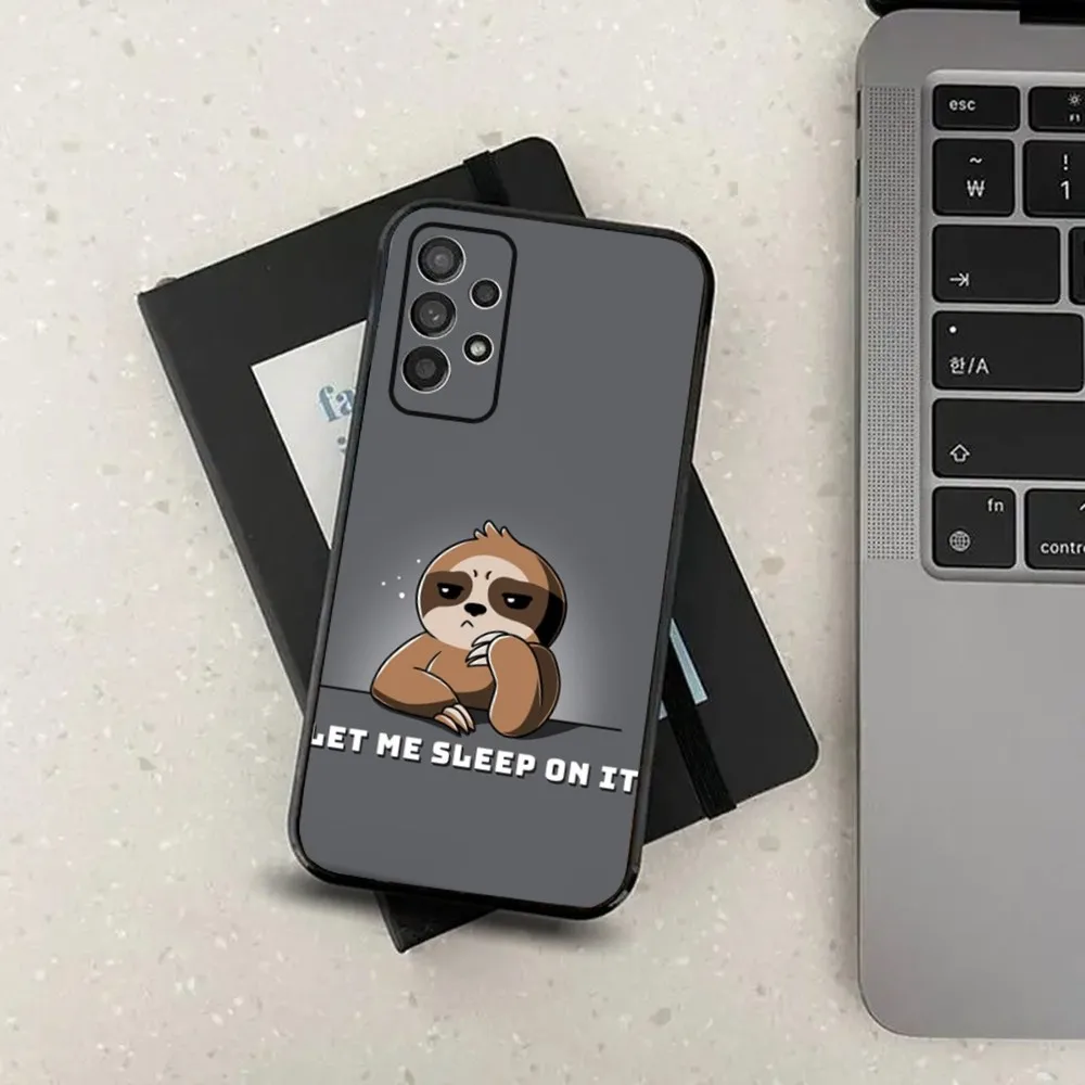 Animal Cute Cartoon Sloth Phone Case For Samsung Galaxy A13,A21s,A22,A31,A32,A52,A53,A71,A80,A91 Soft Black Cover