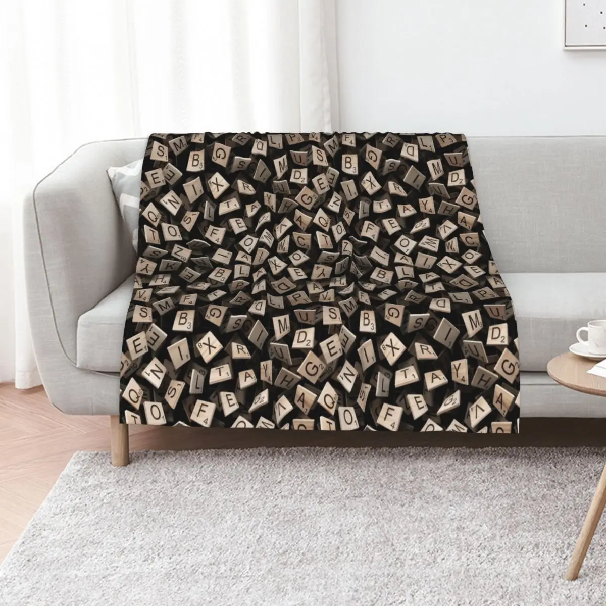 Scrabble Tile Madness Pattern Throw Blanket Flannel Fabric Quilt Single Hairy Winter beds Thin Blankets