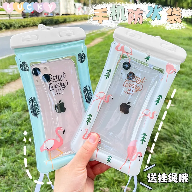 Waterproof Bag for Mobile Phone Sealed Floating Inflatable Airbag Touch Screen Swimming Bag for Outdoor Diving Surfing Beach Use