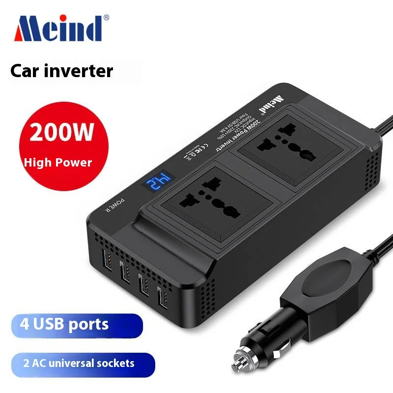 

Vehicle-Mounted Inverter200WBattery Power Supply Converter12V24VTurn220V 110V Four PortsUSB+Double Socket