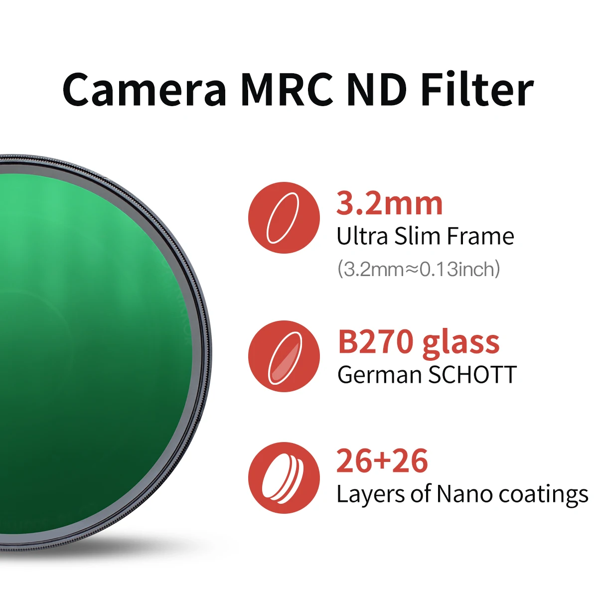 Mecoright MRC ND Filter Neutral Density Dim Nd8/64/1000 For Canon Sony Nikon Fuji Camera Lens 49 52 58 67 72 77 82 86 95 105mm