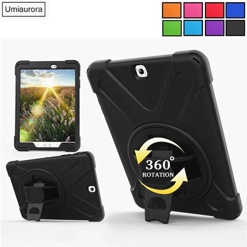 

For Samsung Tab A 9.7 inch SM-T550 SM-T555 SM-P550 SM-P555 Heavy Duty Rugged Tablet Case Hand Strap Stand Shockproof Cover Funda