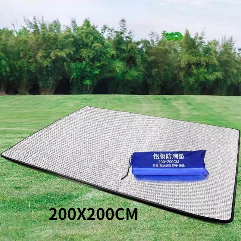 200X200CM Outdoor Picnic Mat Double-Sided Aluminum Foil Moisture-Proof Mat Camping Tent Moisture-Proof Mat Picnic Cushion