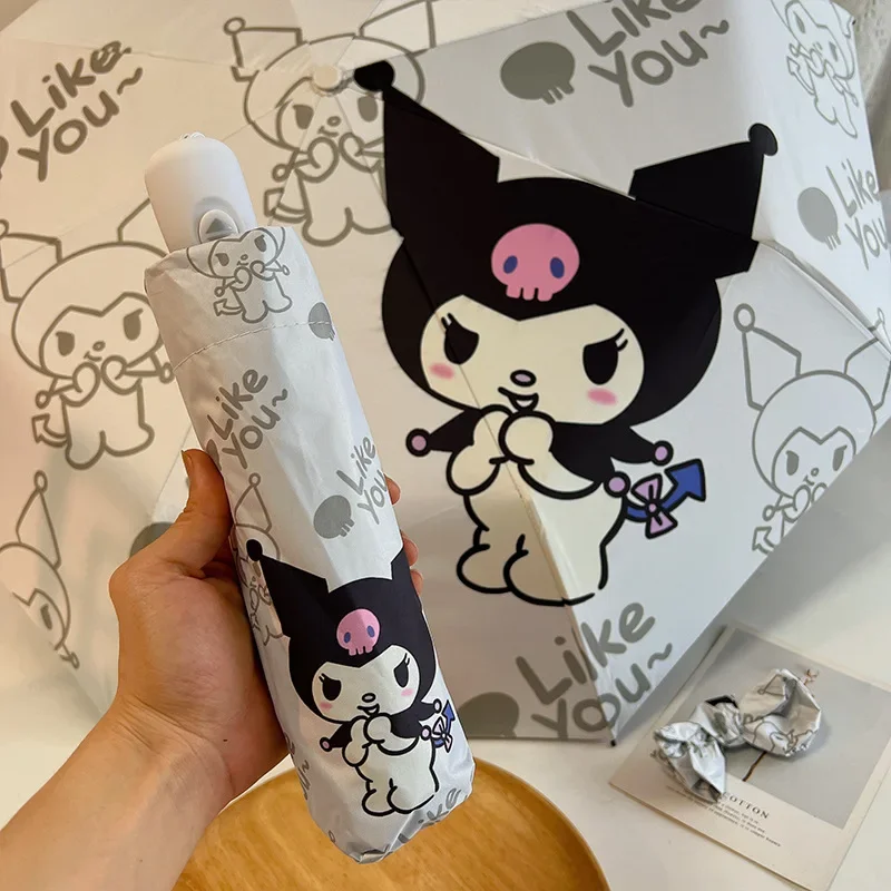 

Ins Summer Sanrio Anime Kawaii Kuromi Sun Umbrella Cute Cartoon Sunshade UV Folding Triple Folding Umbrella Lovely Toys for Kids