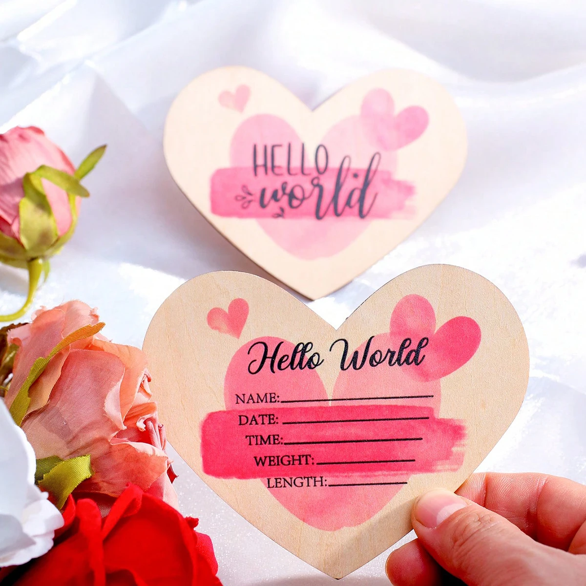 Ylsteed Neugeborenen Liebe Typ Fotografie Requisiten Neugeborenen Schild Hallo Welt Neugeborenen Willkommensschild Baby Ankündigung Holzschild Schild