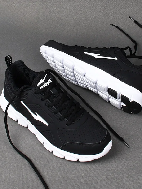 

Erke Men's Waterproof Leather Sport oes Soft Bot Casual Bla Spring New Sle Low Top Stitching Elements Rubber Midsole