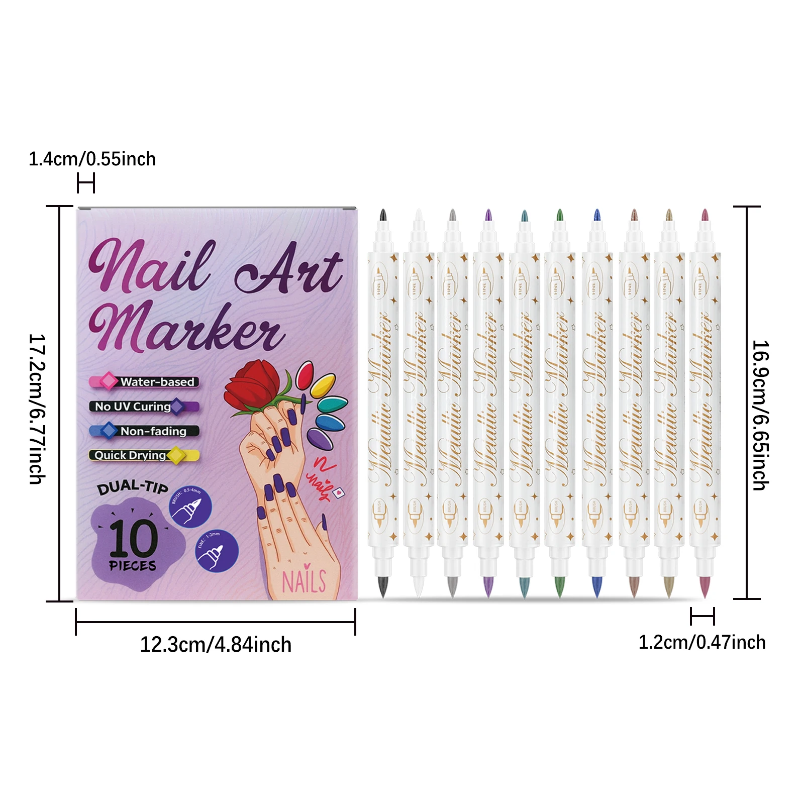 ชุดปากกาตกแต่งเล็บ 10 ชิ้น สำหรับมือใหม่ ใช้งานง่าย สร้างสรรค์ ตกแต่งเล็บได้อย่างง่ายดาย สำหรับสาวๆ สวยงาม สีสันสดใส ชุดปากกาทำเล็บ DIY