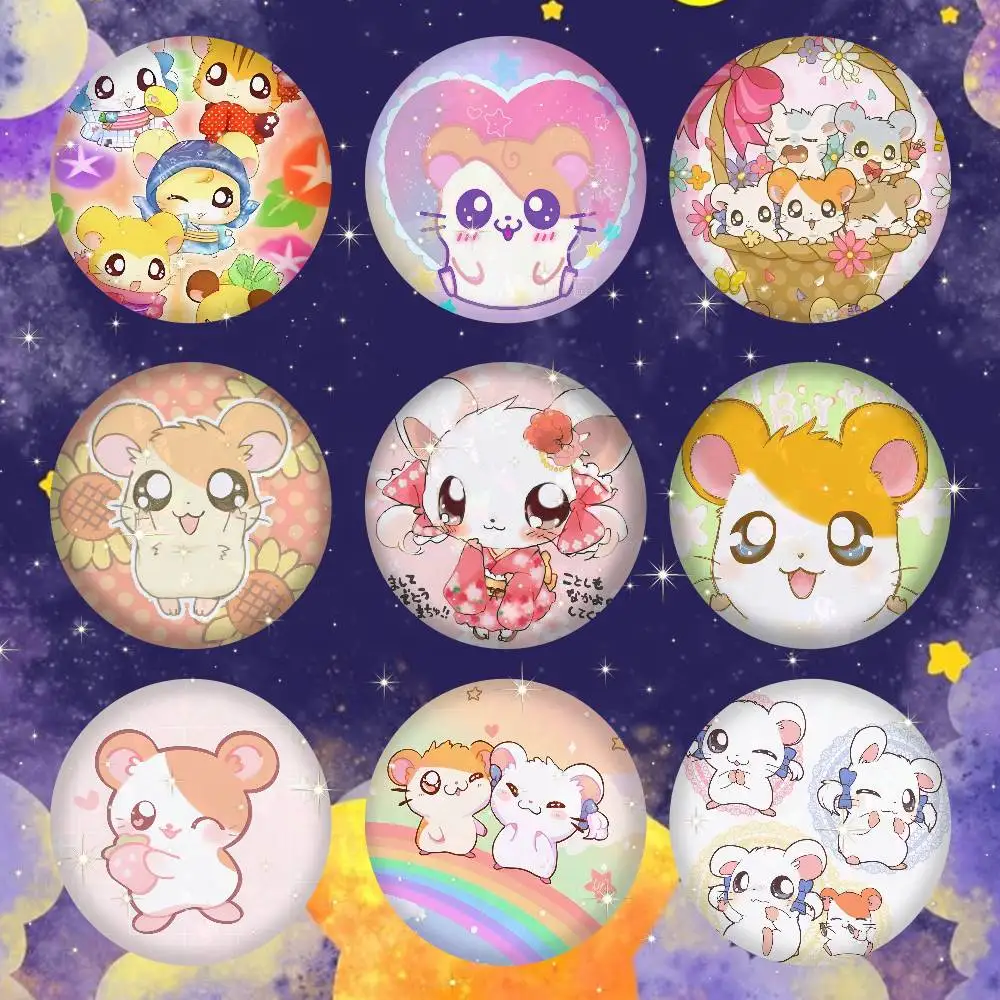 Hamtaro Cute Hamster Tinplate Brooch  Figure Icon Badge Handmade Brooches for Backpack Clothes Decoration