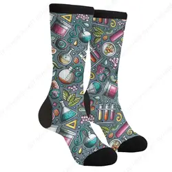 Cartoon Cute Science Scientific Chemical Chemistry Fun Crew Socks Fashion Comfortable Men And Women Crazy Dress Socks