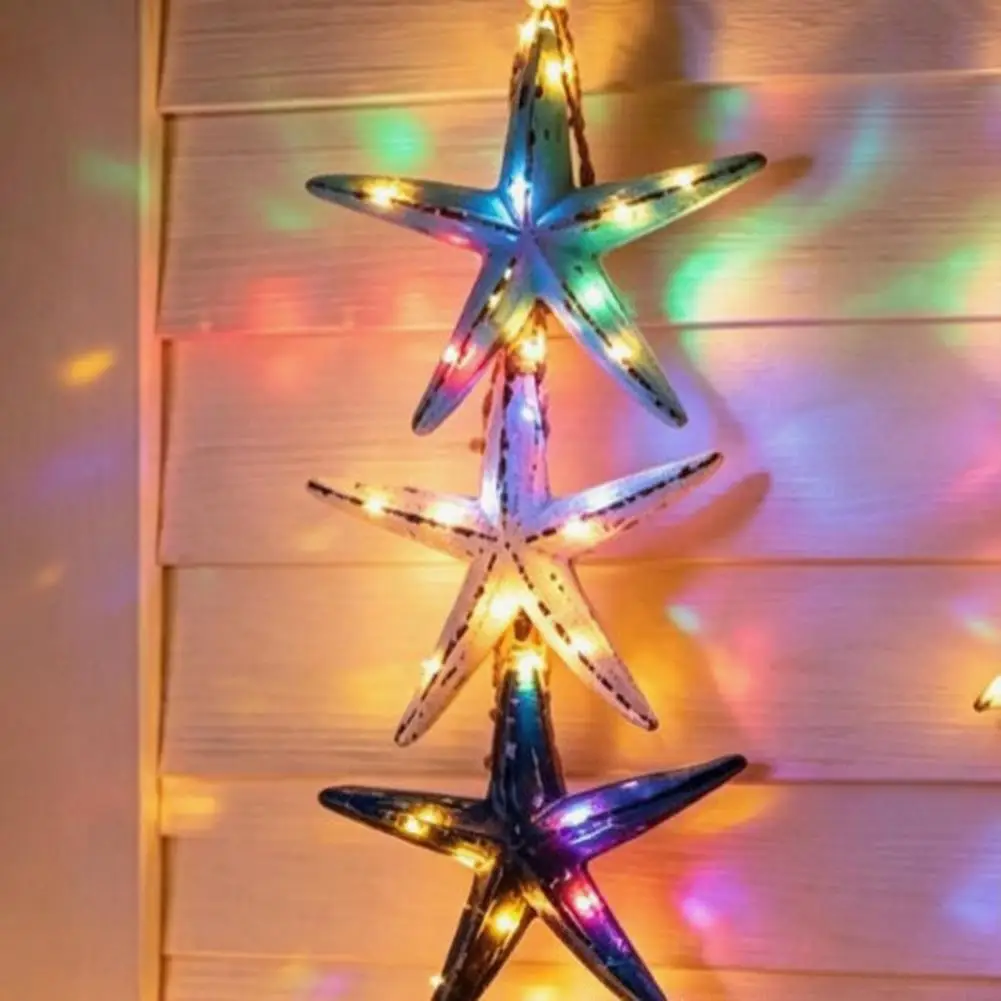 Nautical Room Wall Art Wooden Fish Wall Decor Colorful Led Starfish Hanging Decoration Coastal for Bathroom for Bathroom