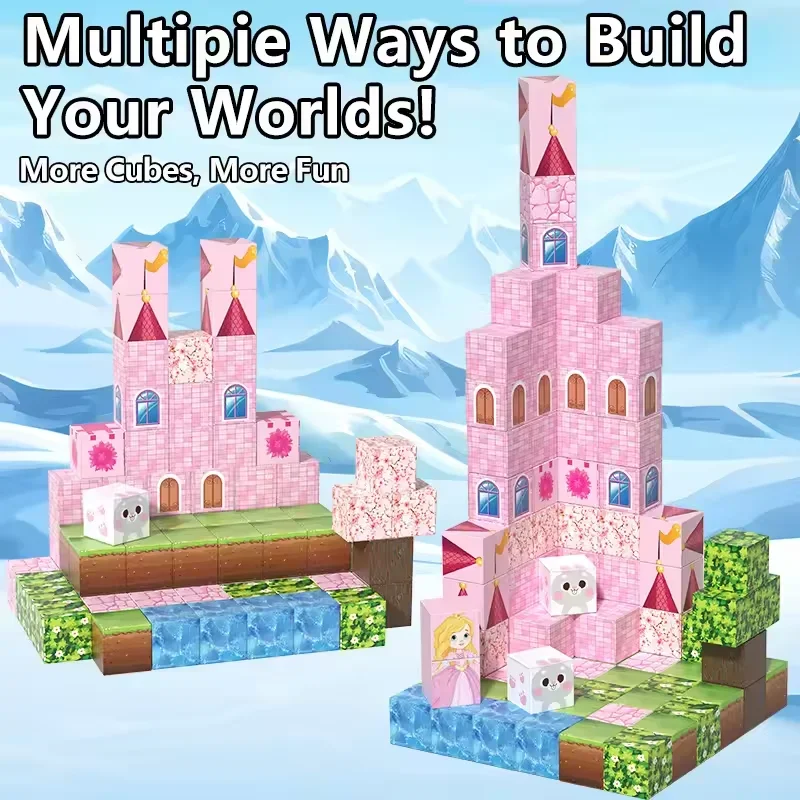 Pink Castle Magnetic Building Block Toy Set Suitable For DIY Operations it Help Improve Hand Skill And Creativity Children Gifts