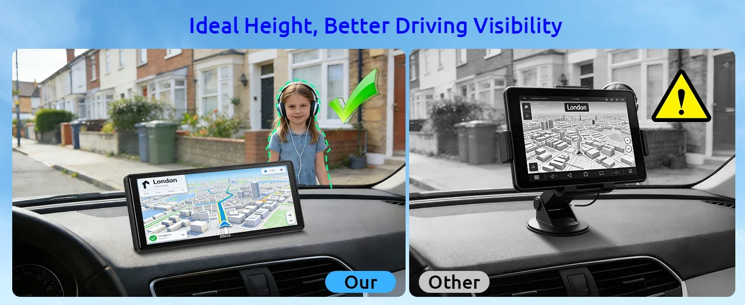 ESSGOO 10,26" Tragbare Universelle Drahtlose Carplay-Halterung für Wohnmobile, LKWs, Autoradios, Tourscreen, Android Auto, Bluetooth, FM, Lenkradsteuerung, Einfach zu installieren – Detail 28