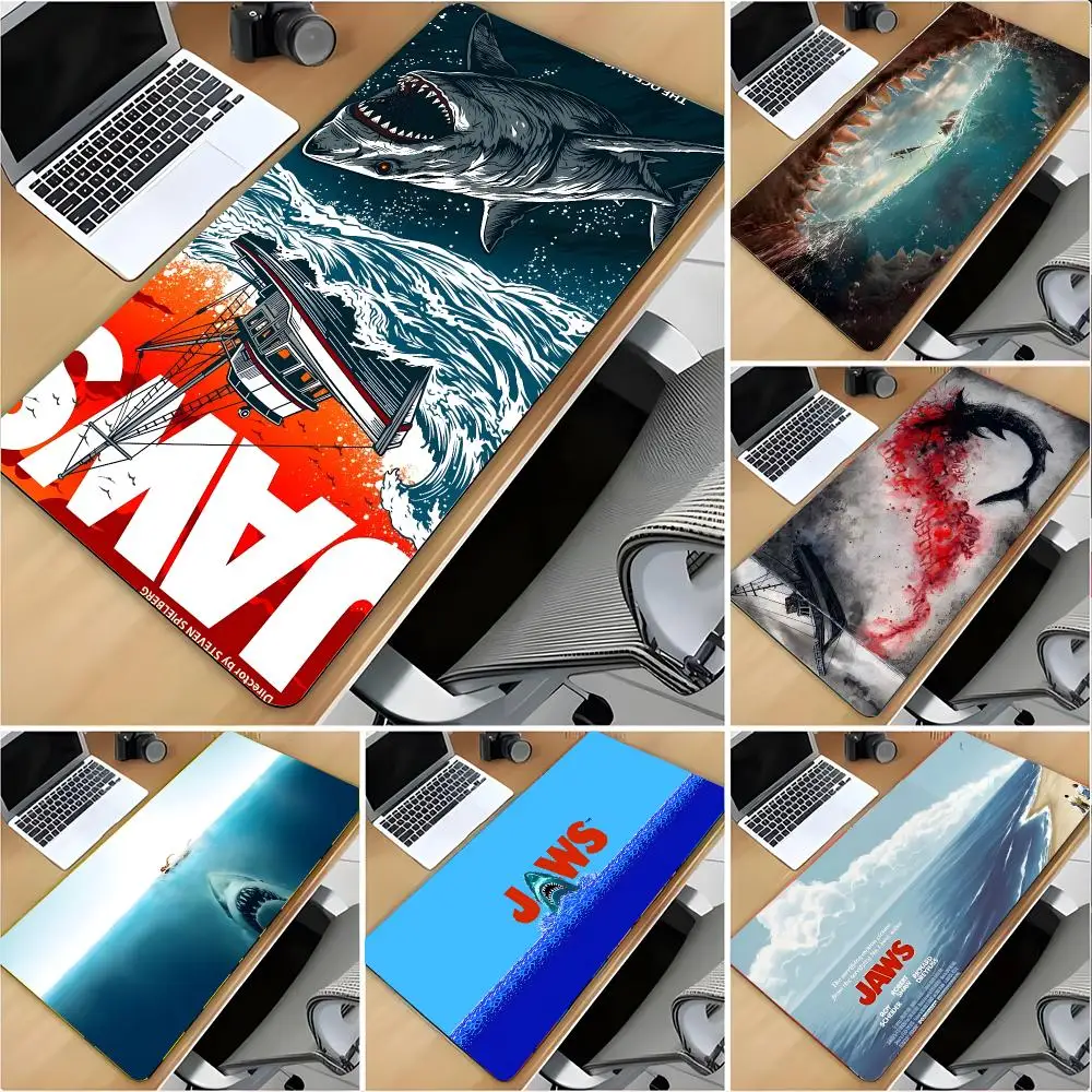 Movie Horror Jaws Mouse Pad Large Mouse Pad Desk Mat Non‑Slip Gaming Board Game Mat with Stitched Edges