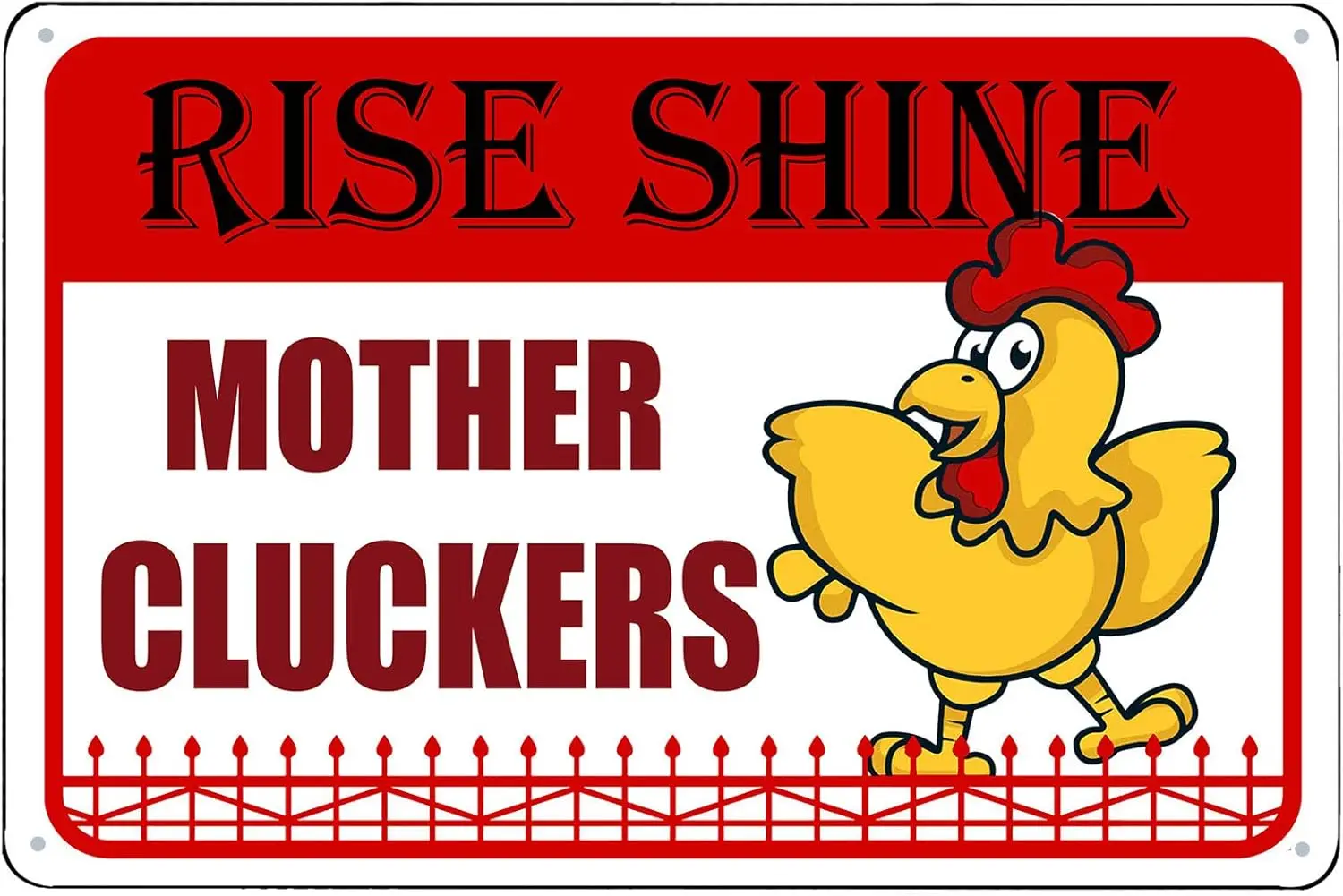 Funny Chicken Sign Rise And Shine Mother Cluckers Retro Vintage Metal Tin Signs Farm Decorative Country Home Decor Signs Gift 8X