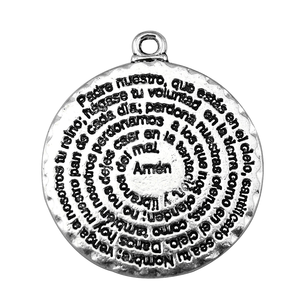 WYSIWYG 2pcs 32x28mm Pendant Bible Double Sided Round Amen Bible Charm Pendants For Jewelry Making Bible Amen Pendants