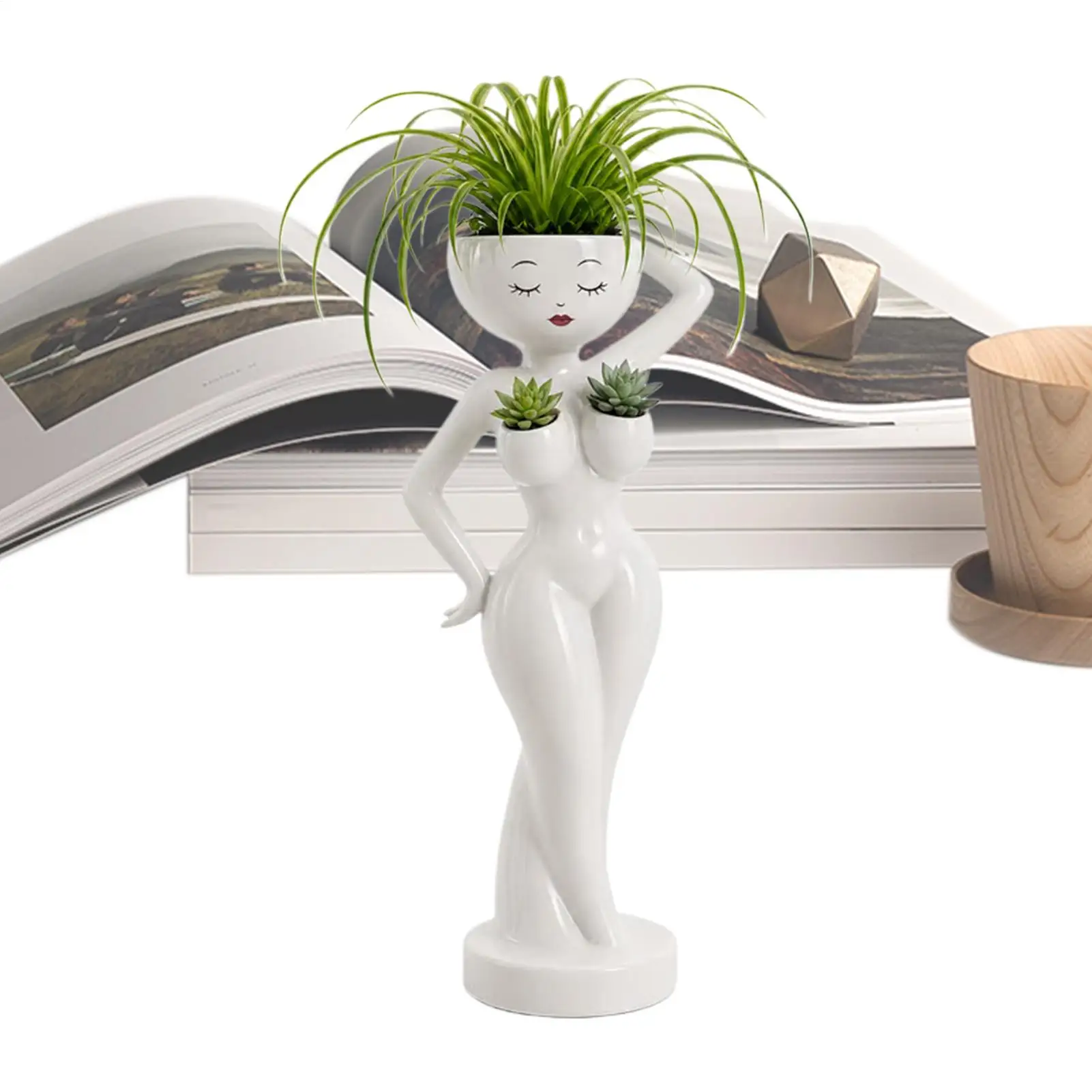 Funny Cactus Pot Mini Resin Female Body Planter Decoration peculiar Female Flower Pots For Living Room Home Office Balcony
