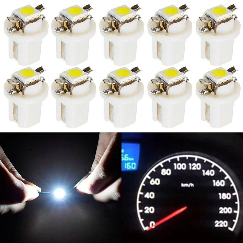 10Pcs T5 B8.5D LED Car Light 5050 SMD T5 Lamp Car Center console Shifter lamp A/C Panels Lamp Auto Interior Accessories 12V