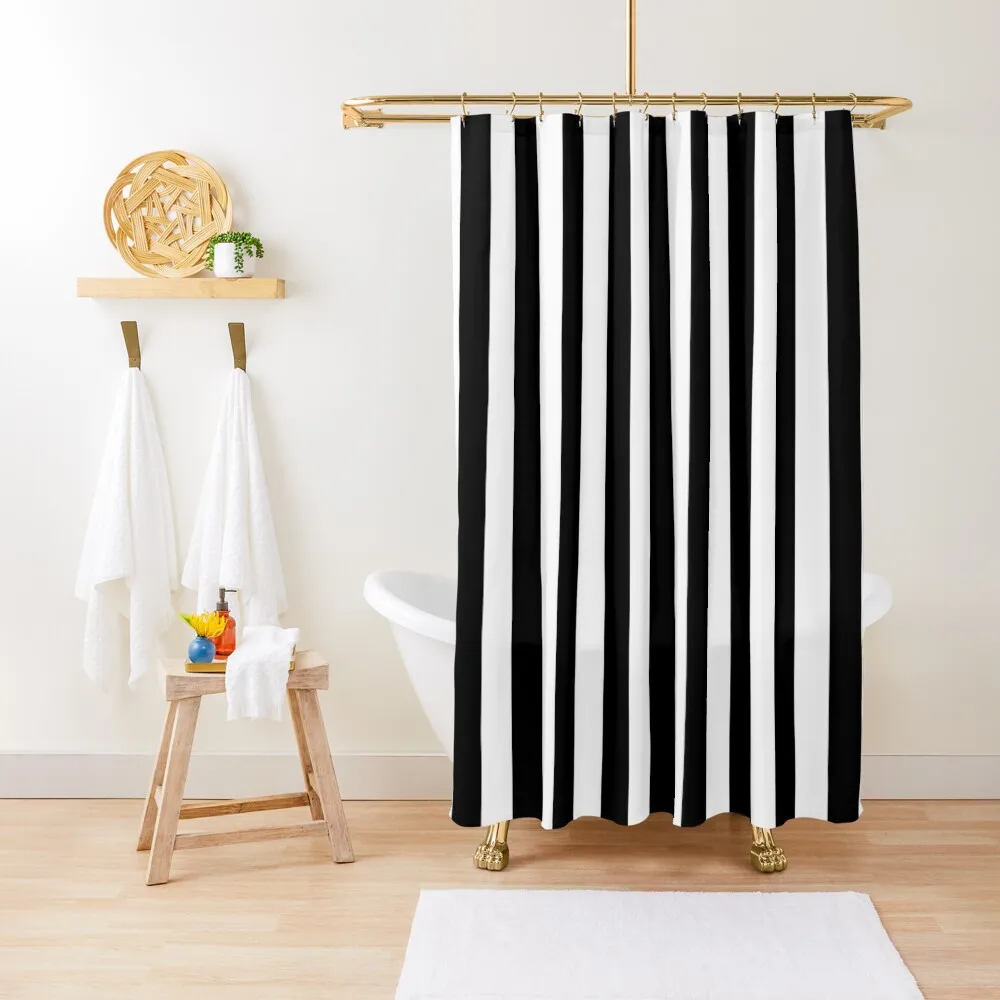 

Black White Stripe Bedspread Shower Curtain Waterproof Fabric Shower Modern Showers For Bathroom Curtain