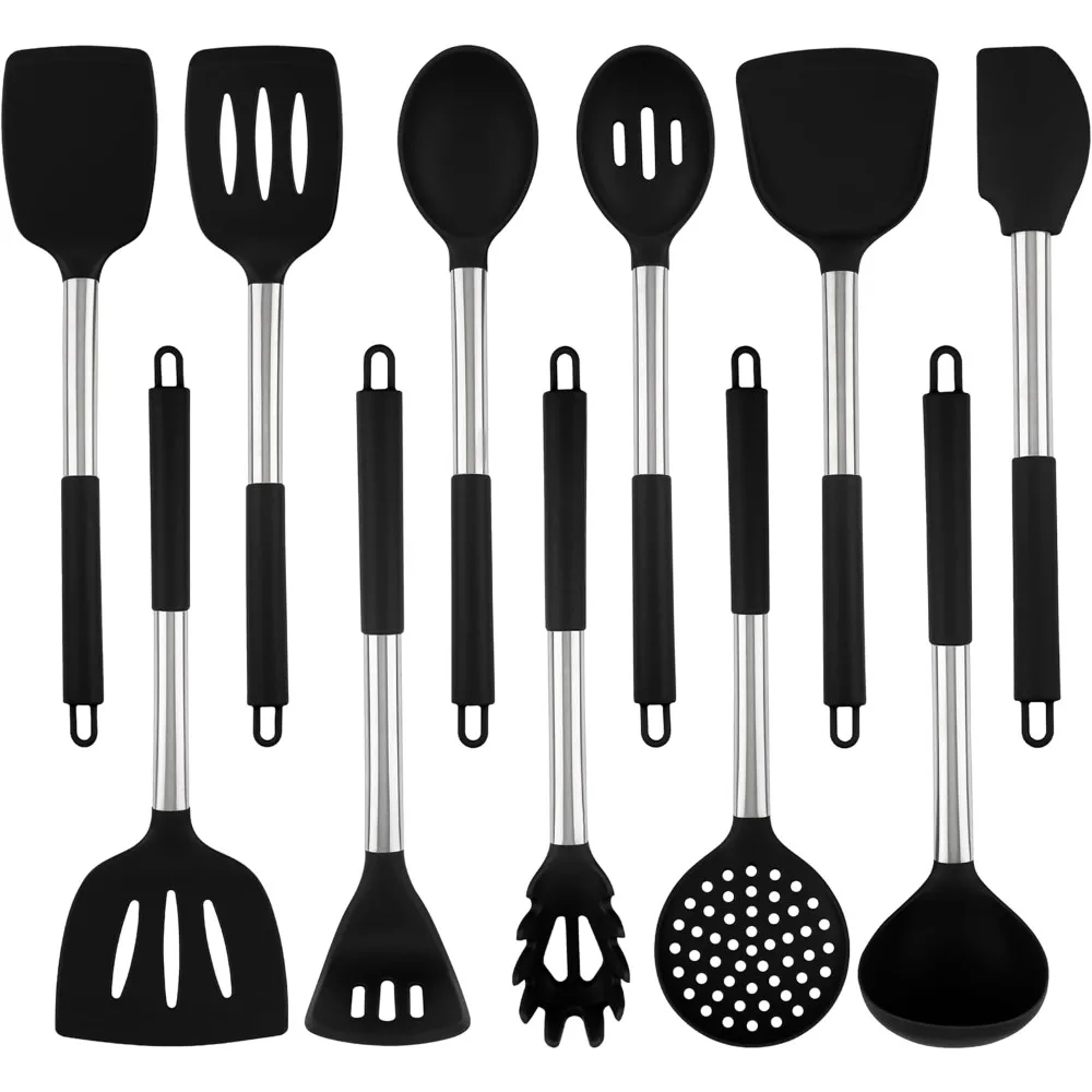 

Большой силиконовый набор кухонных принадлежностей, 11 шт. кухонная утварь, кухонные инструменты, гаджеты для посуды с антипригарным покрытием, лопатка, поворот