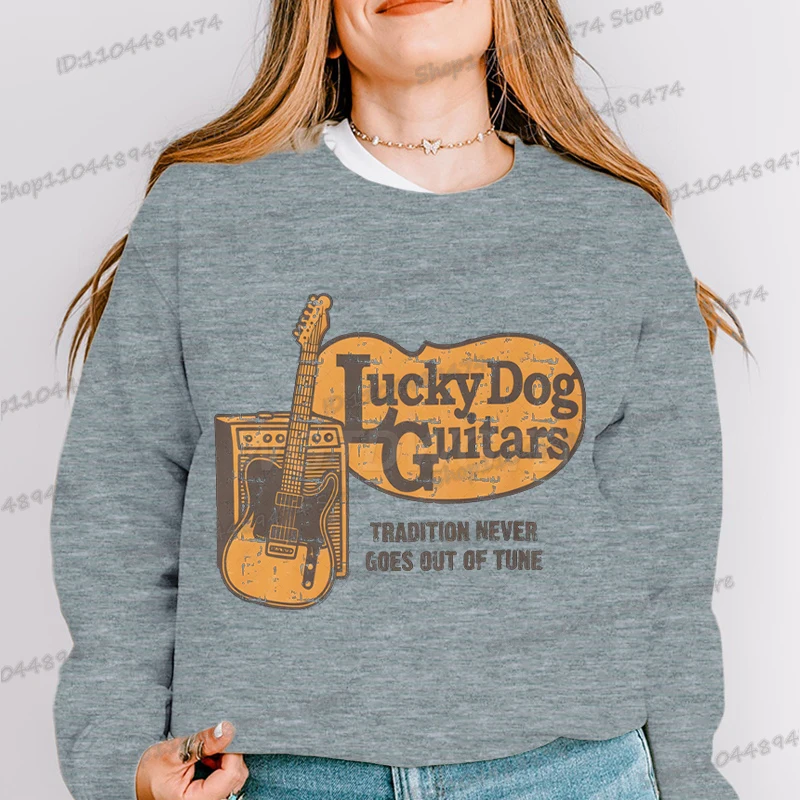 محظوظ الكلب القيثارات البلوز النساء الرجال التقليد لا يخرجون أبدًا من لحن رياضية الهيب هوب خمر القيثارات الخريف كنزة صوف