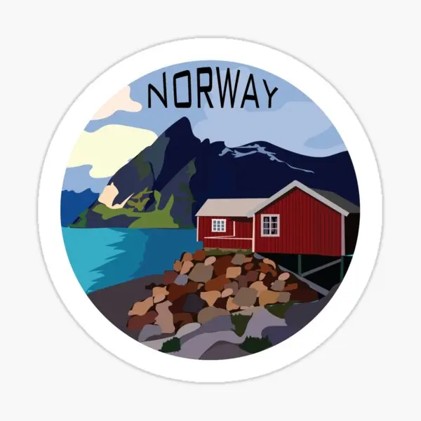 Norway  5PCS Stickers for Luggage Car Window Bumper Water Bottles Background Room Print Decorations Cute Living Room Art Home