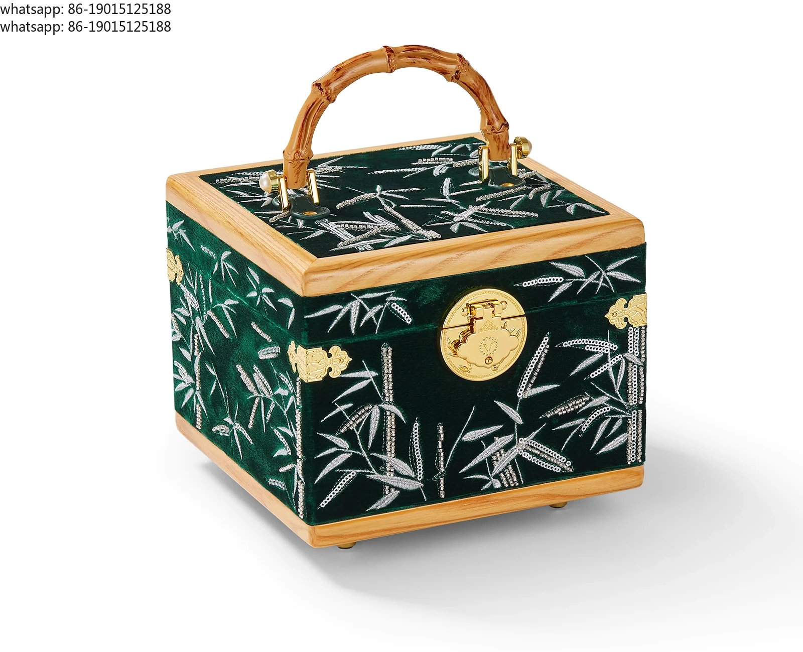 2026 Factory Direct Sales Silk Embroidery Solid Wood Jewelry Storage High end Jewelry Box