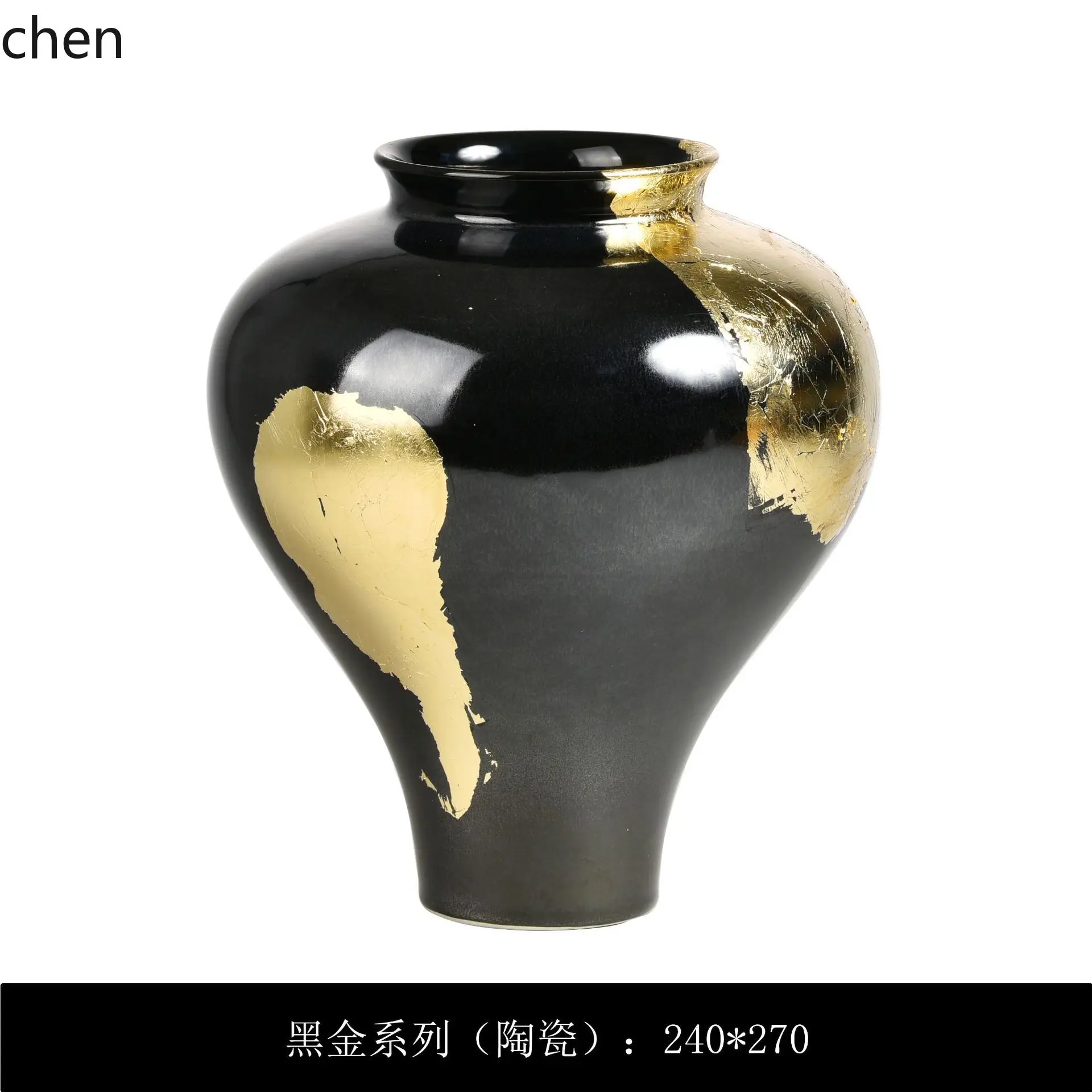 ZMLmedieval style new chinoiserie black gold series gold foil porcelain classyartsy handmade model room ornaments
