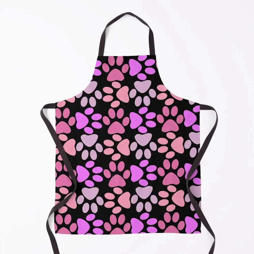 

Paw Print Pattern Pink Apron For Hairdresser with personal logo innovative kitchen and home items Apron
