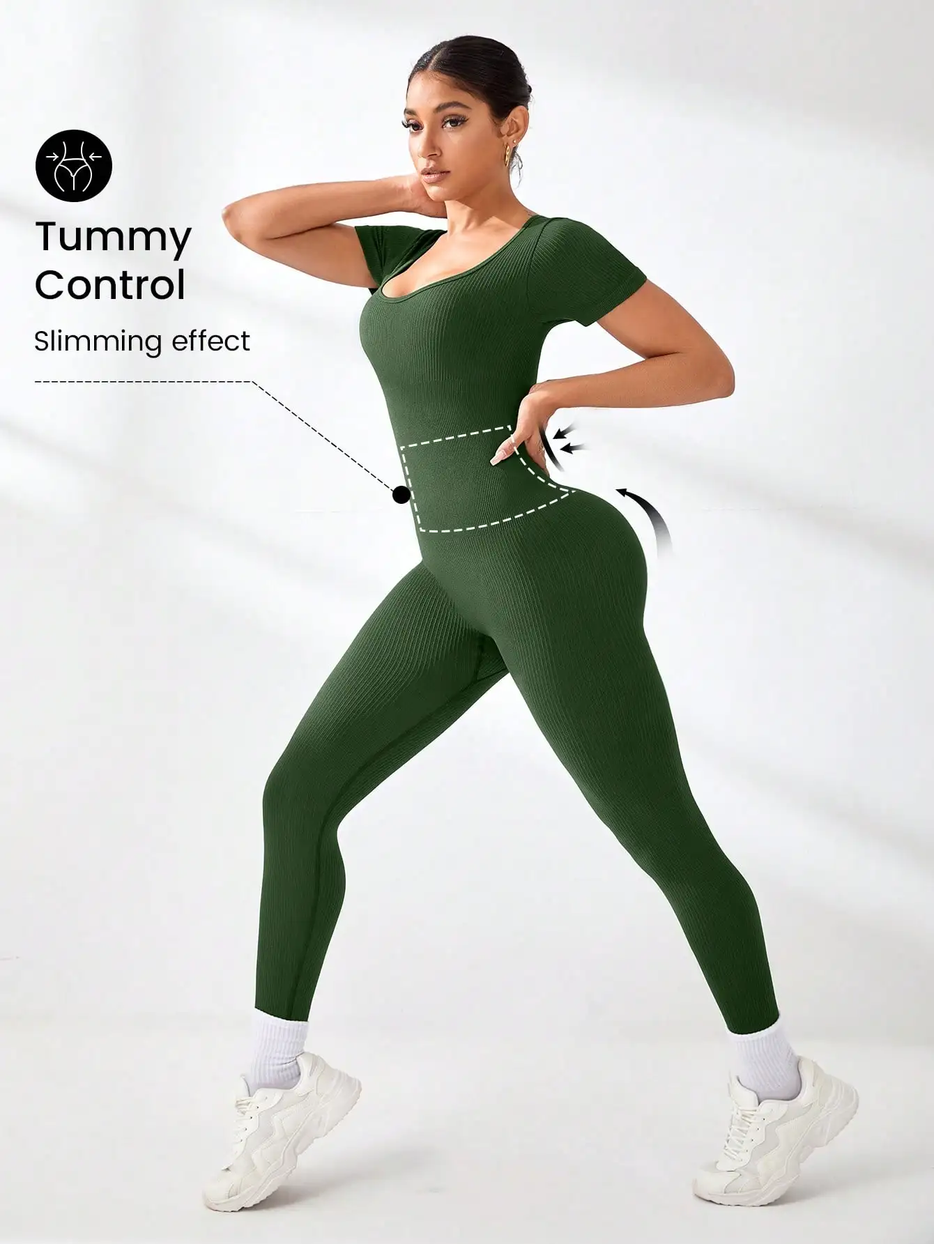 بذلة رياضية لليوجا مثيرة للتخسيس للنساء للربيع والصيف، بياقة مربعة، تصميم مريح لرفع الأرداف، ملابس نشطة #6