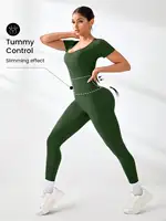 Women's Slimming Sexy Yoga Sports Jumpsuit Spring Summer Threaded Square Collar Lifting Buttocks Design Comfortable Active Wear - Image 6