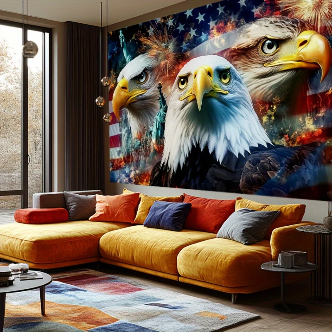 Retro American Flag and Eagle Tapestry - Patriotic Stars and Stripes Design, Suitable for Home, Bedroom, Dorm Interior Decoratio