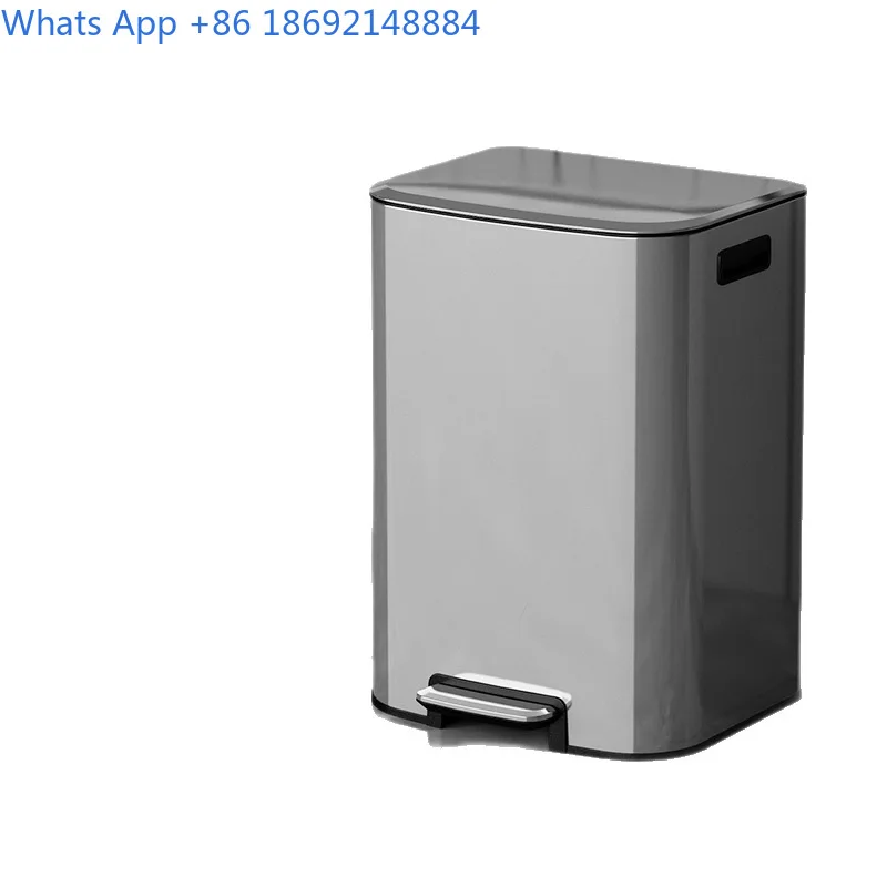 Stainless Steel Trash Can Large Capacity 60L Foot Operated with Lid for Kitchen Office Hotel Use