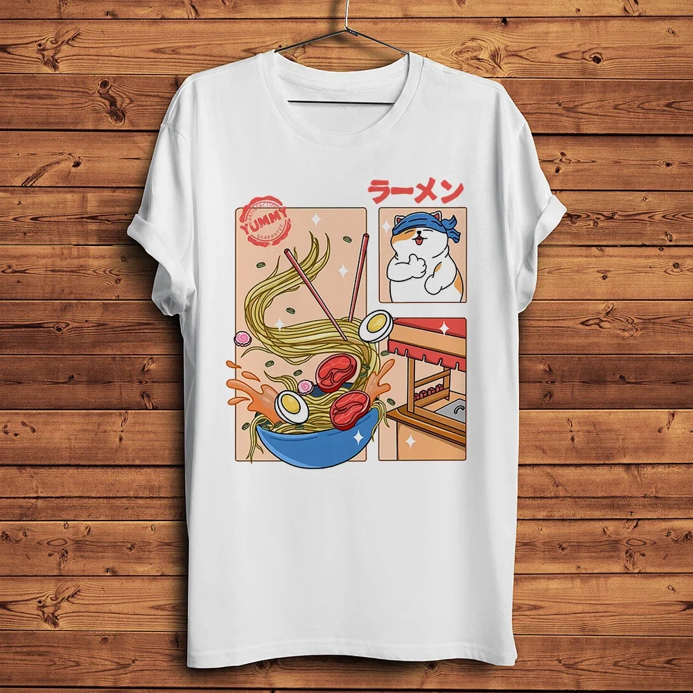 heavyweight Informal Neko Cat Ramen Taiyaki Onigiri Takoyaki Pizza Funny Meow Men Homme Casual Short Sleeve Unisex Streetwear