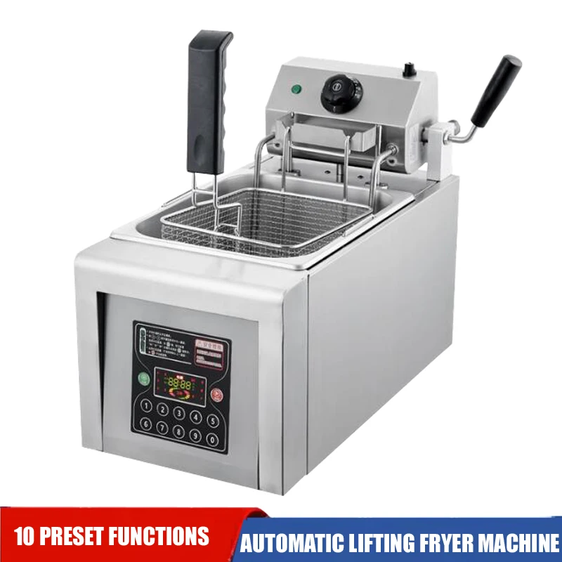 

Commercial Deep Fryer with Basket 3050W 12L Detachable Large Capacity Stainless Steel Countertop Electric Oil Fryer wit
