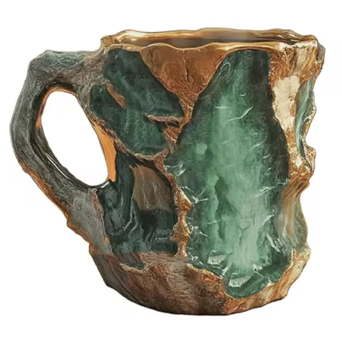 Retro Crystal Coffee Mugs 325ML 11oz Double Wall Mineral Stainless Steel Cup Elegant Multi Colored Insulation Water Cup Gifts