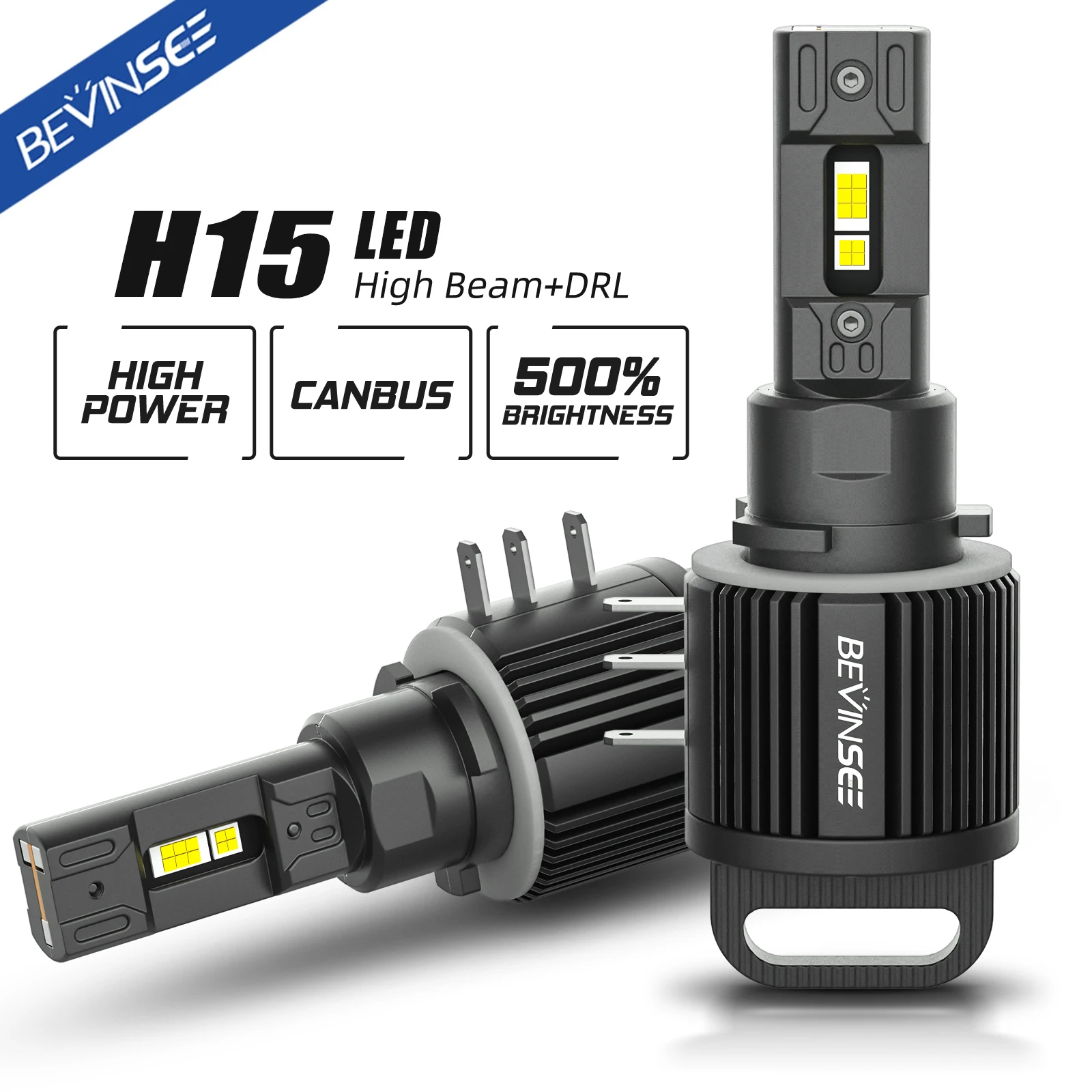 BEVINSEE H15 LED CANbus ampoule de phare 110W 11000LM feux de route + DRL jour conduite lumière courante lampe à LED très brillante pour VW Audi