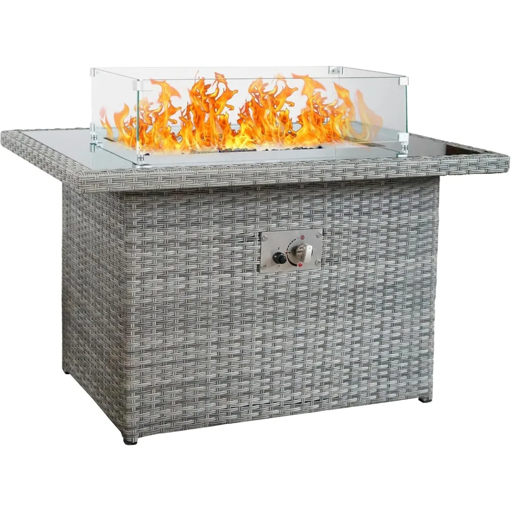 

Квадратная 28-дюймовая газовая костра на пропане с разрешением 50 000 БТЕ и стальной крышкой, стол для огня на патио с огненным стеклом