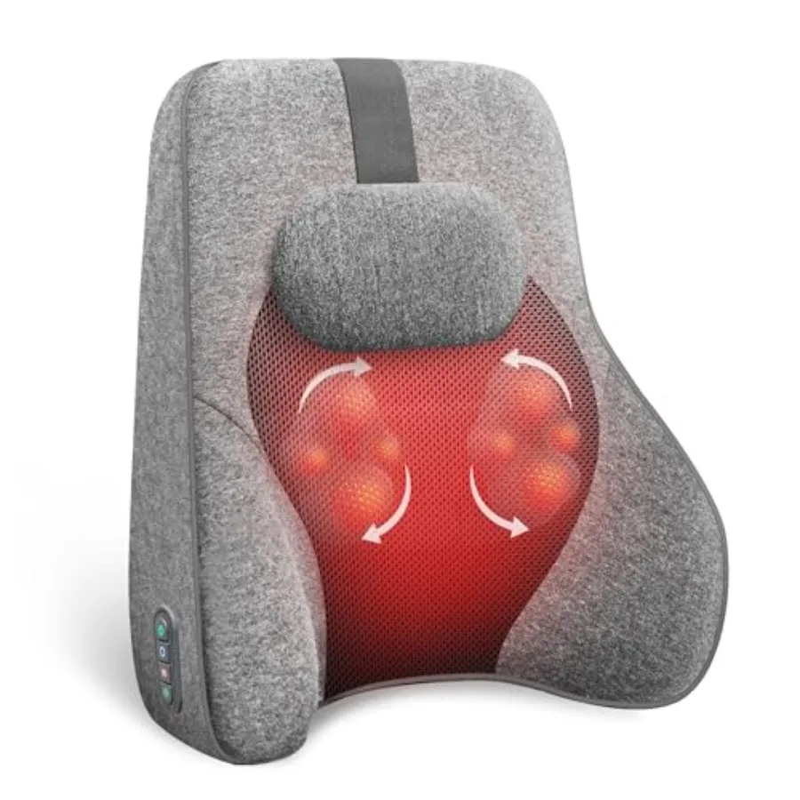 Back Lumbar Support Pillow for OfficeCar Heated Back Support with 4 Shiatsu Massage Heads Heating Function Memory Foam Lumbar P
