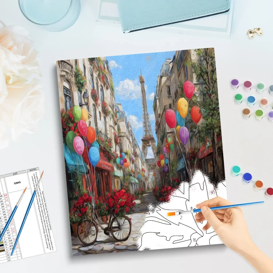Painting By Numbers Acrylic City Landscape Eiffel Tower Handiwork Diy Crafts Paint Kit Pictures By Numbers Home Decor