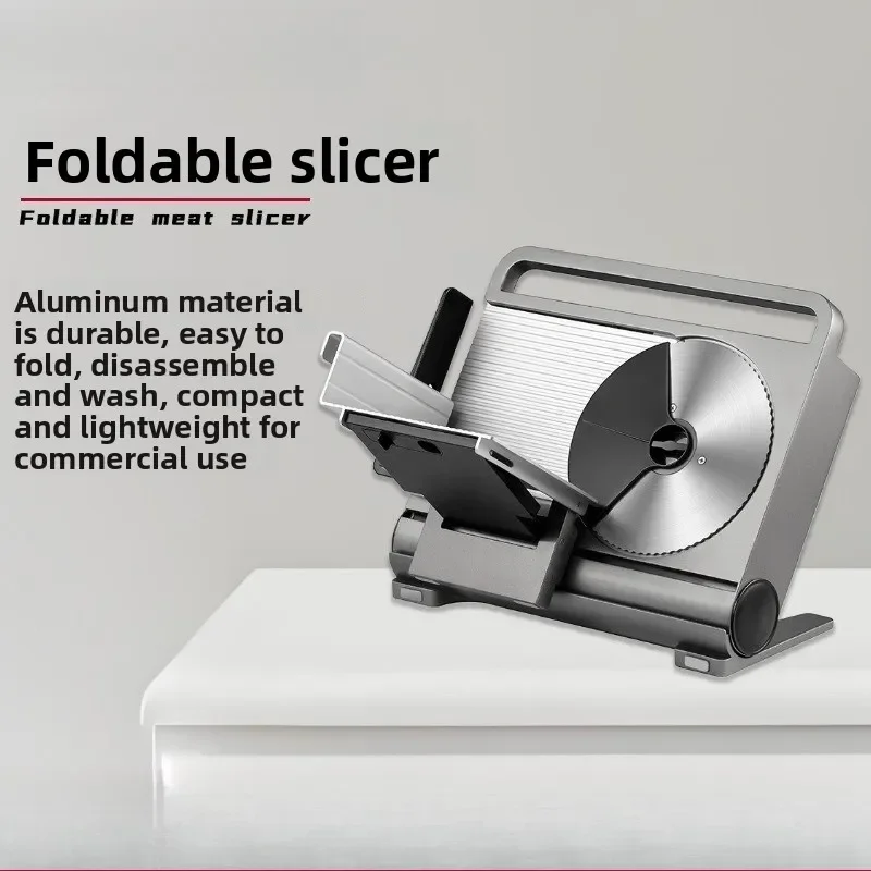 Foldable Meat Cutter, Die-cast Aluminum Integrated Body, Household Manual Meat Slicer, Kitchen Gadget for Fresh Meat Cutting