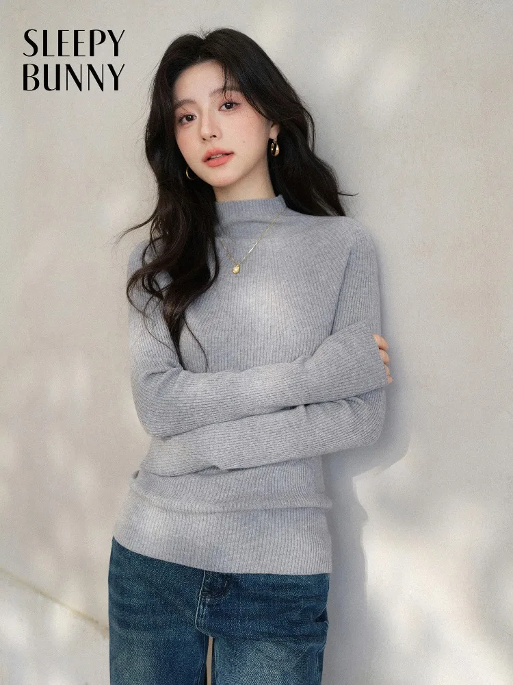 

Женский шерстяной вязаный свитер, мягкий теплый бесшовный базовый слой, женский тонкий эластичный термопуловер с длинными рукавами, зимняя повседневная одежда